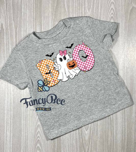 Boo Checked Girl's Halloween Shirt
